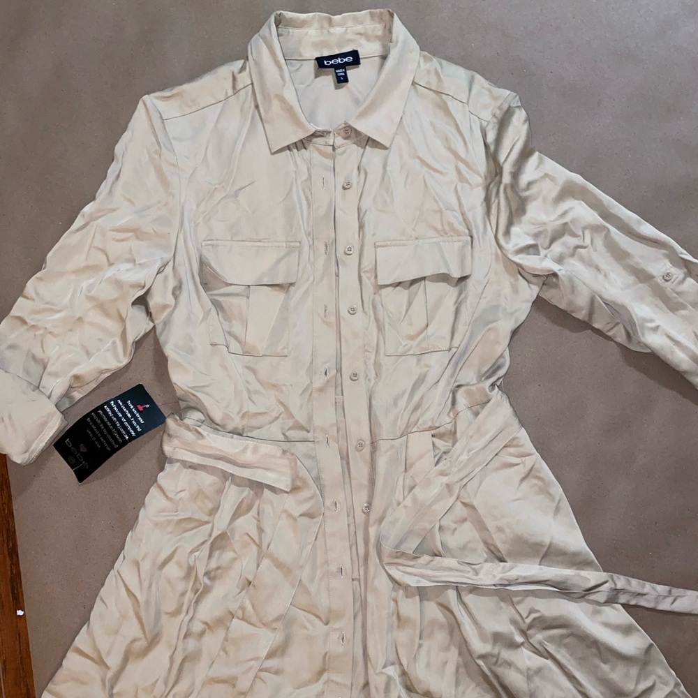 bebe Long Sleeve Silk Dress